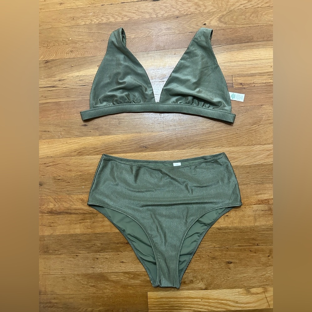 Aerie Olive Ribbed Bikini Set